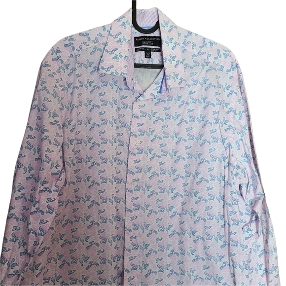 Report Collection Performance stretch pink blue long-sleeved Button-down  shirt - Picture 8 of 16